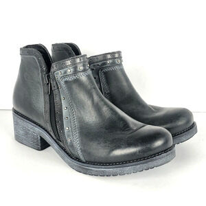 NAOT Meditate Studded Booties Sz 39 / 8‎ Dark Gray Studded Double Zip Ankle EUC